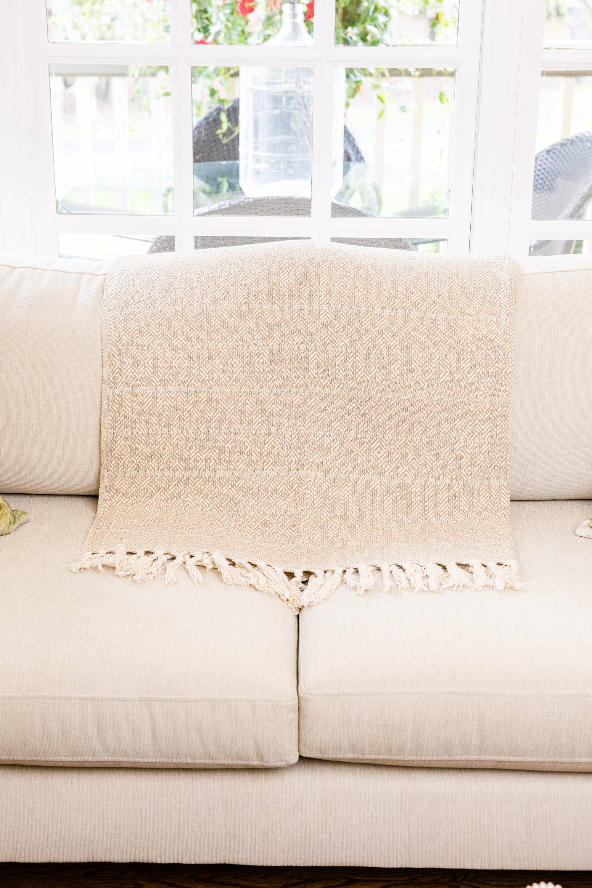 Rahab's Rope - Wholesale Throw Blanket - Hand Loomed Cotton Throw Taupe Diamond