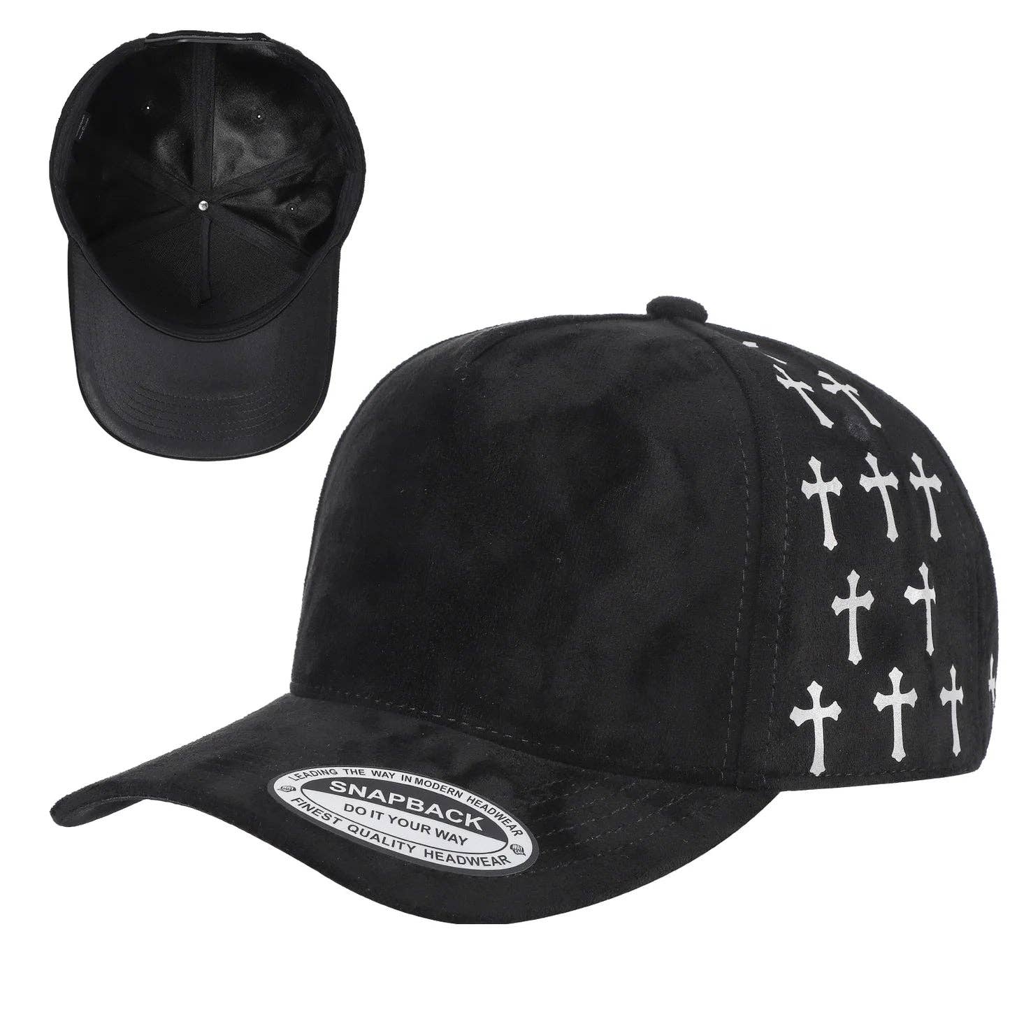 Burzip collection - Wholesale Baseball Cap - Unisex - TC-5SSTG-5PANEL SUEDE FABRIC CAP WITH SATIN GILDING DESIGN-6PCS6