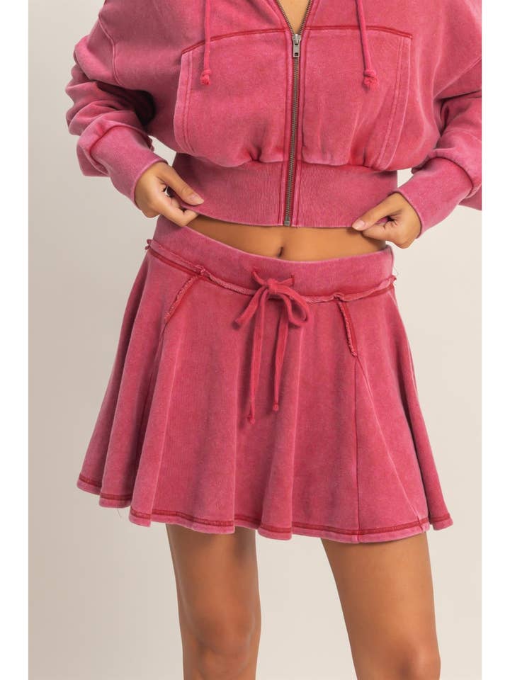 Acid Washed Mid Wiast Flowy Skort for wholesale by HYFVE