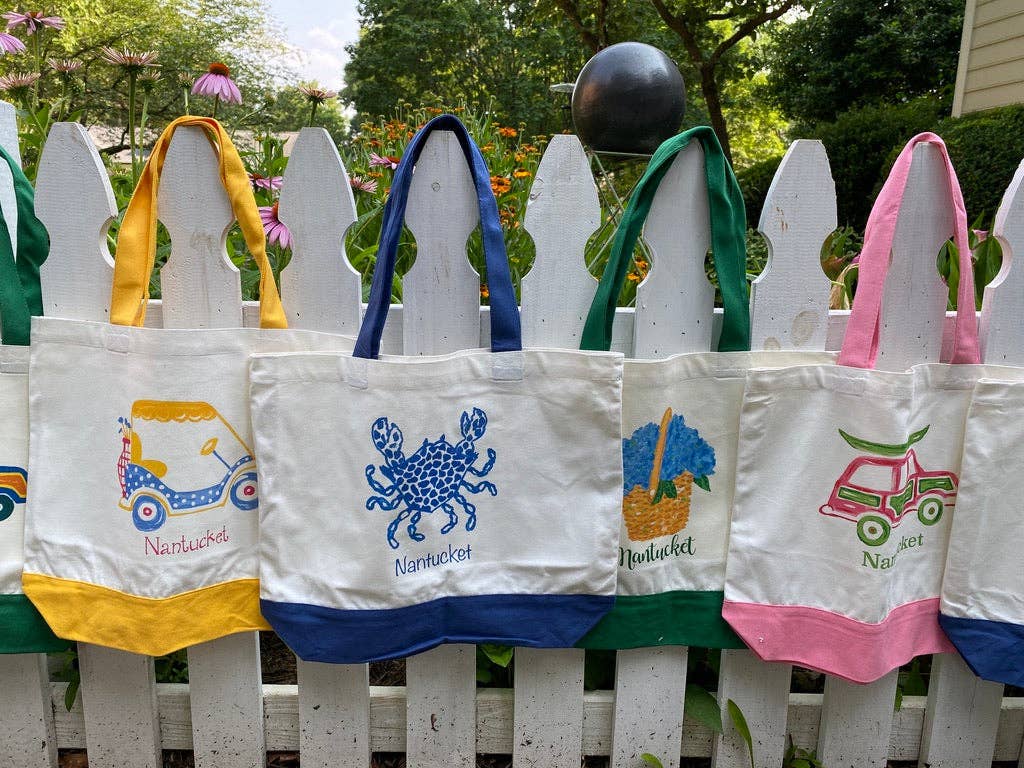 Lemondaisy Design - Wholesale Tote Bag - Women's - Green Canvas Name Drop Woody Wagon Hydrangea Tote Bag1