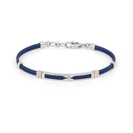 H2on Italiaanse armband, echte blauwe diamant voor wholesale door Midhaven Ltd - Tribal Steel