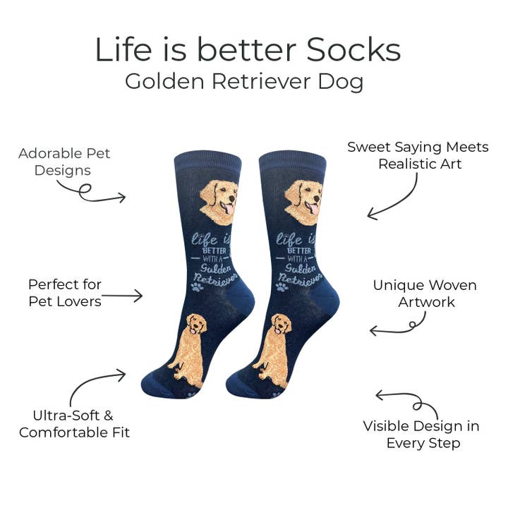 E&S Pets - Wholesale Socks - Unisex - Golden Retriever Dog Socks- Fun Novelty Crew Socks - Unisex2