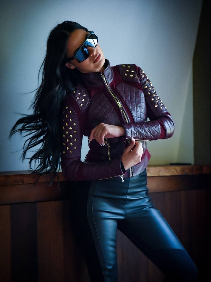 Veste de moto Pyramid Stud Mesh JLS pour la vente par Blanc Noir