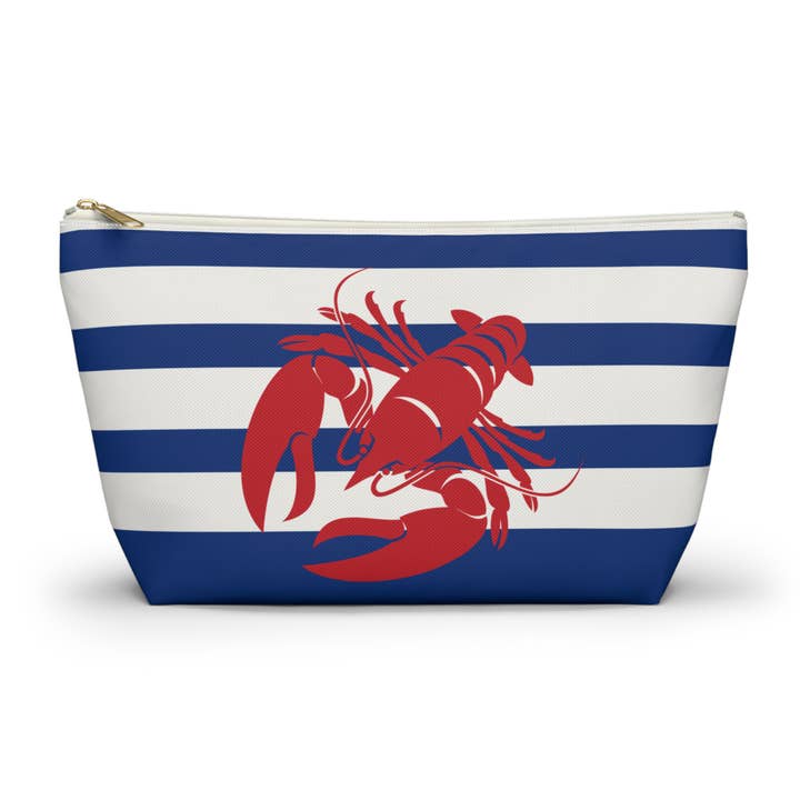 Red Lobster Stripe Accessory bag. T bottom pouch for wholesale by Lyn Roma