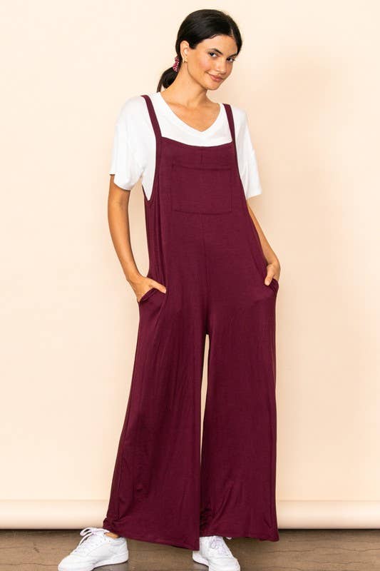 Elloh Collection - Wholesale Jumpsuit - Women's - Casual Comfy Wide Leg Overall Jumper w Bib and Side Pockets17
