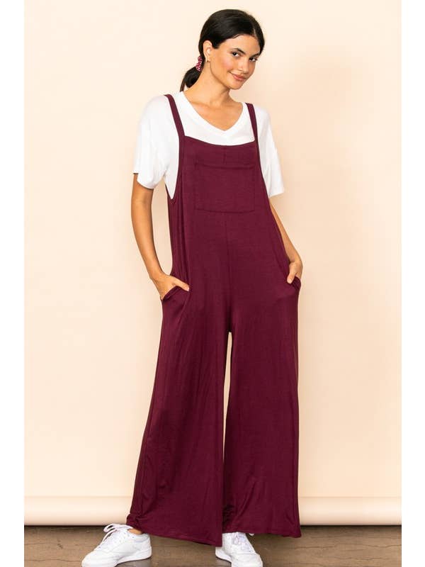 Elloh Collection - Wholesale Jumpsuit - Women's - Casual Comfy Wide Leg Overall Jumper w Bib and Side Pockets17