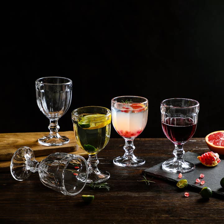 Everest Global - Wholesale Cocktail/Liquor Glass - Vintage Embossed Goblet Glasses set of 63