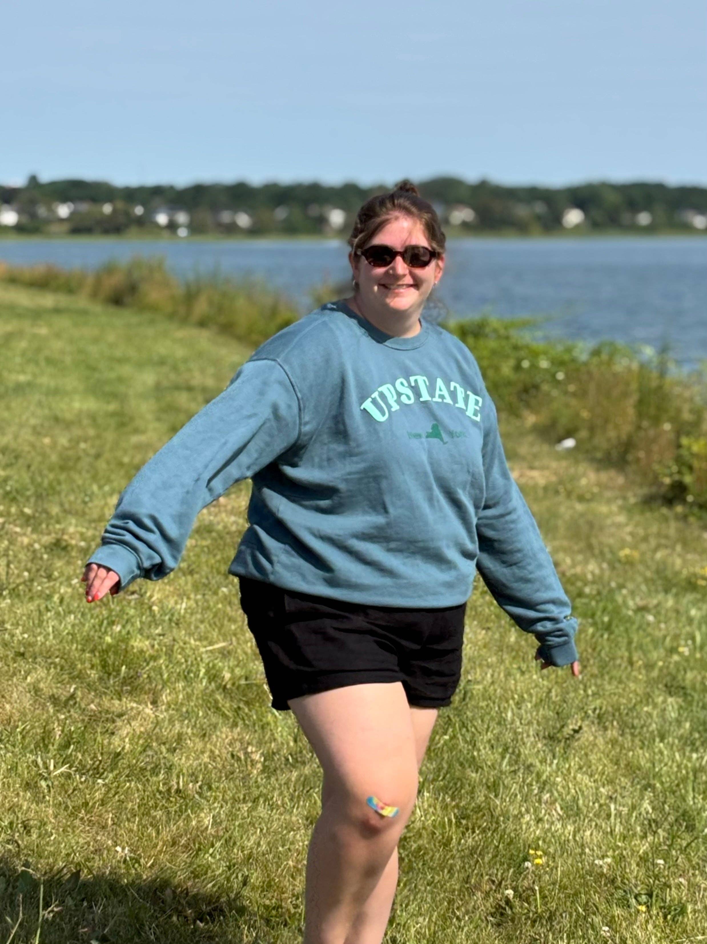 Just Wandering Co. - Wholesale Graphic Sweatshirt - Women's - Upstate New York Teal Puff Print Crewneck – Dyed Ringspun Fleece3