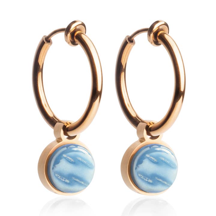 Mix & Match Ohrclips mit Anhänger • Rosé / Azurblau • 18 mm für den Großhandel von ALEXASCHA