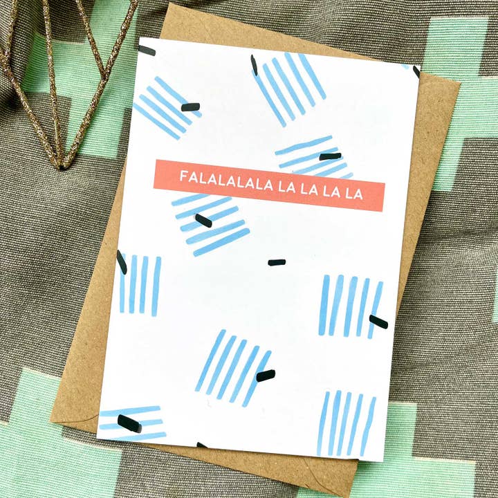 falalalalalalalala christmas card for wholesale by Nicola Rowlands