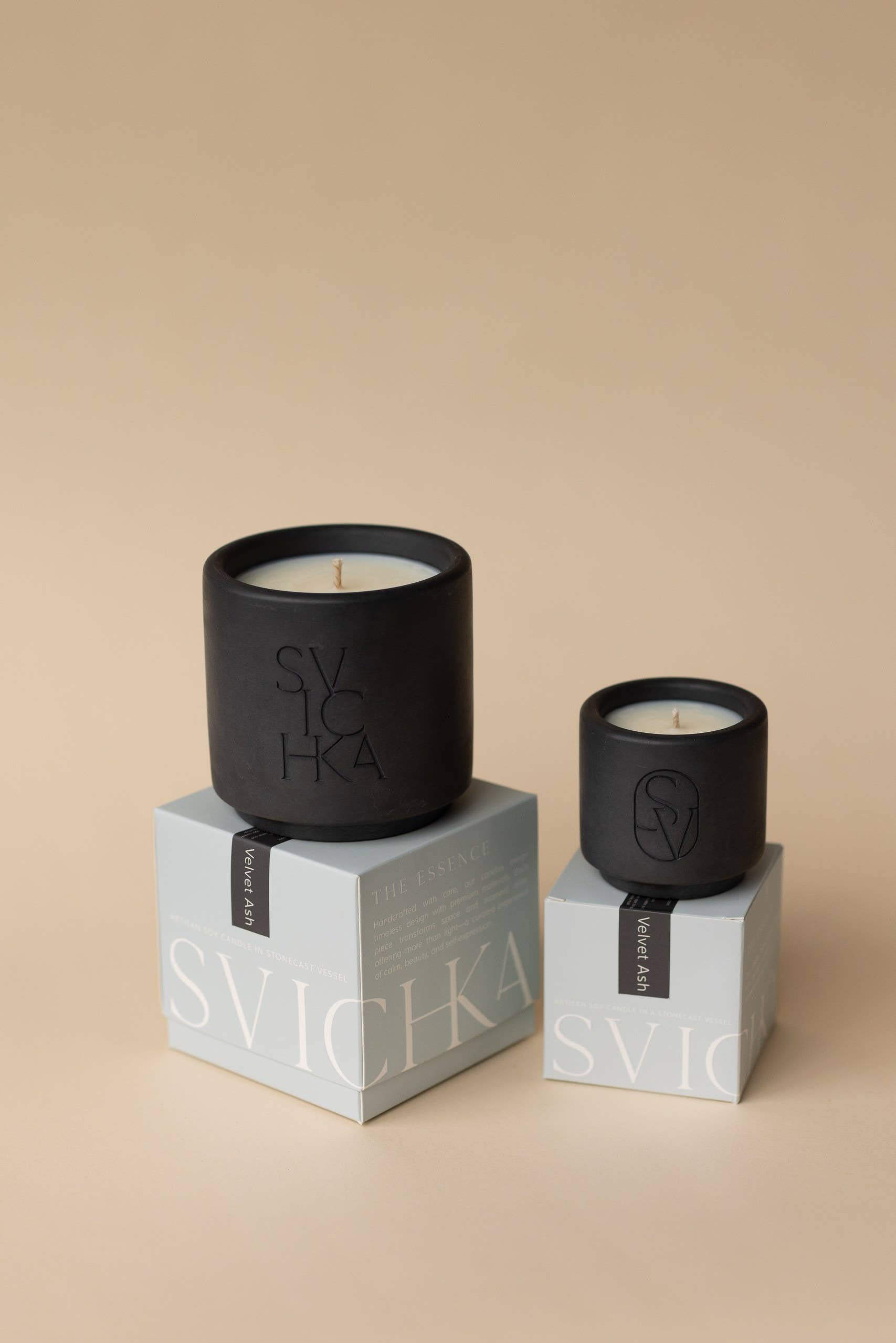 SVICHKA - Wholesale Jar/Filled Candle - Charcoal Black Candle in Artisan Concrete Jar — Velvet Ash2