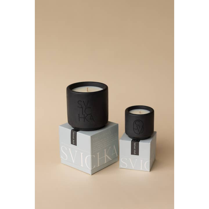 SVICHKA - Wholesale Jar/Filled Candle - Charcoal Black Candle in Artisan Concrete Jar — Velvet Ash2