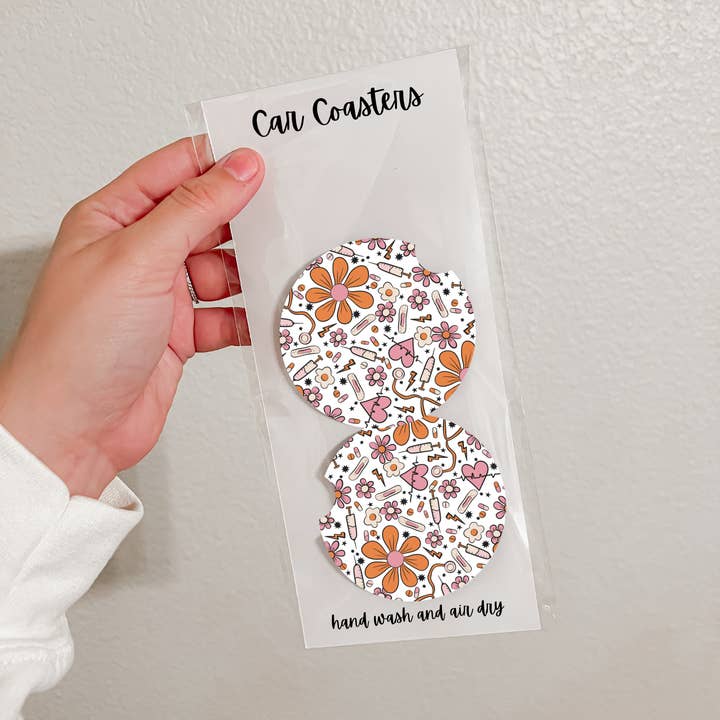 Set of 2 Neoprene Car Coasters | Nursing Patterns for wholesale by Olivia + Rose