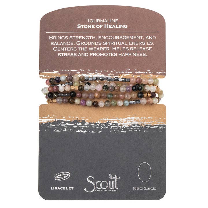 Scout Curated Wears - Wholesale Beaded Bracelet - Stone Wrap: Tourmaline - Stone of Healing