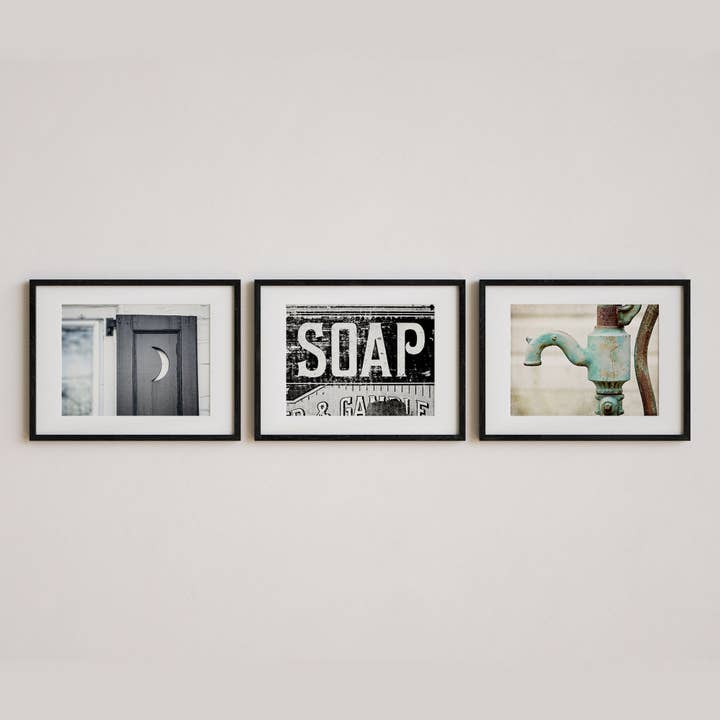 Rustic Bathroom Decor | Art Prints Set of 3 for wholesale by Lisa Russo Fine Art