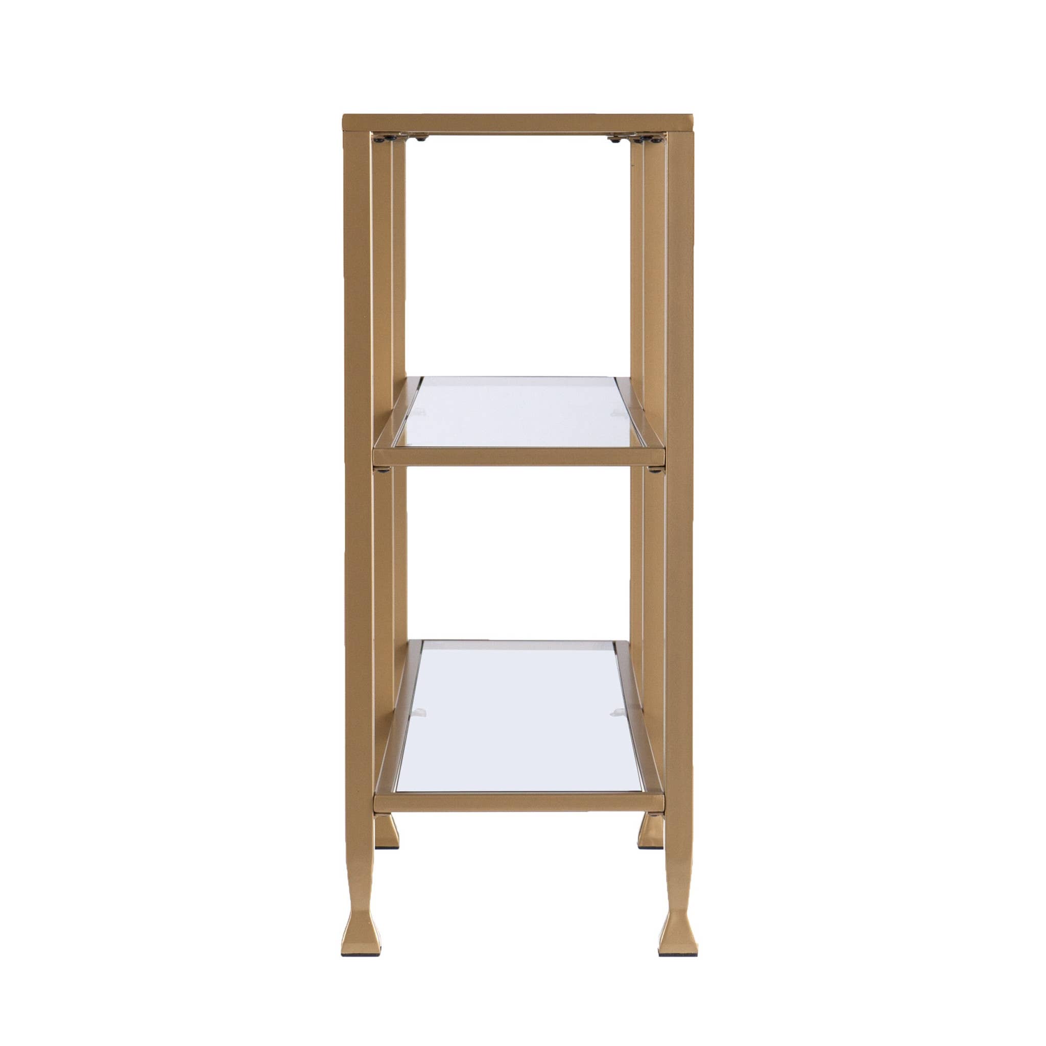 HomeRoots – Mesa consola por atacado – Mesa de consola de chão em vidro transparente e dourado 49"3