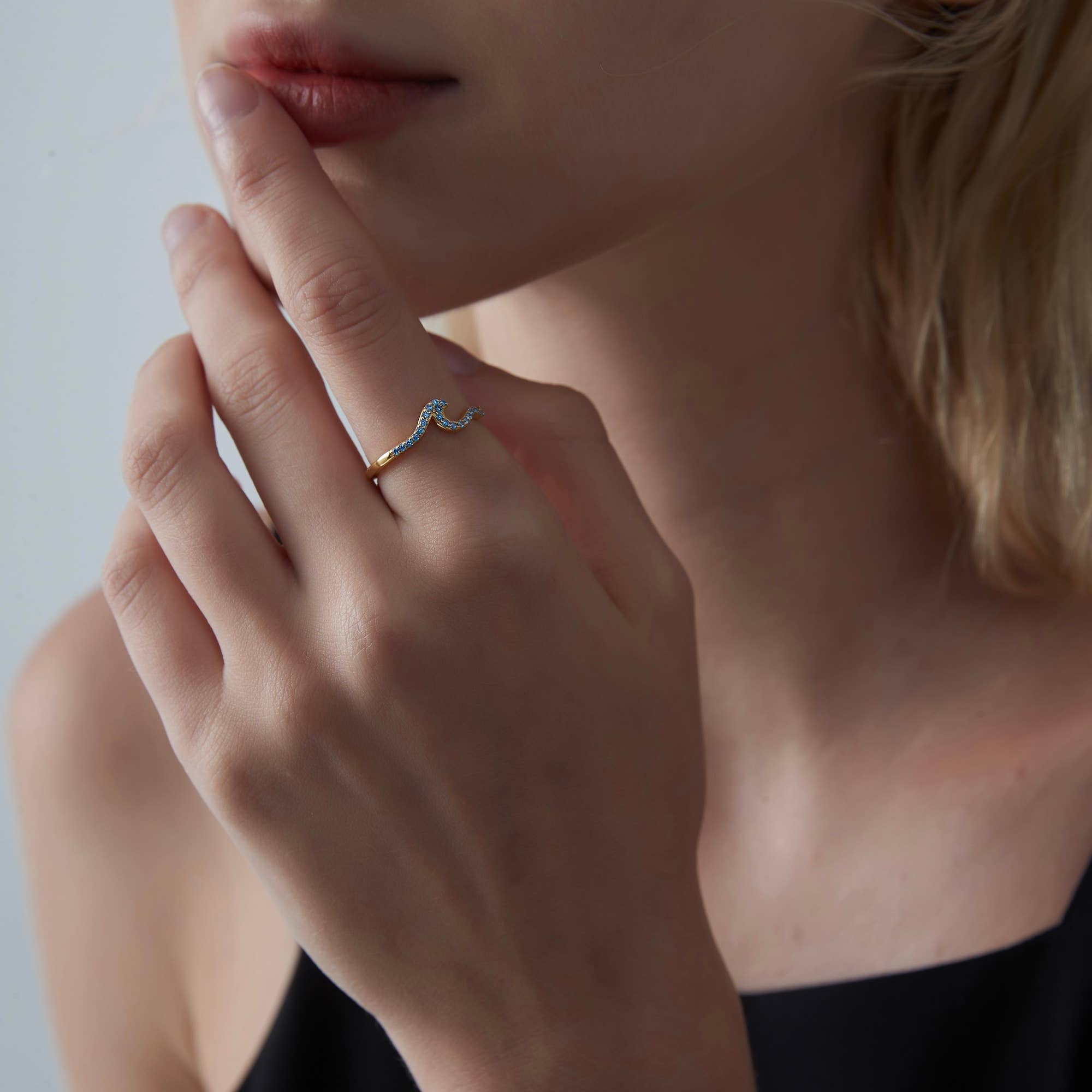 Perimade & Co. LLC – Engroshandel Båndring – Blå Sten Havbølge Strandring i 925 Sterling Sølv1