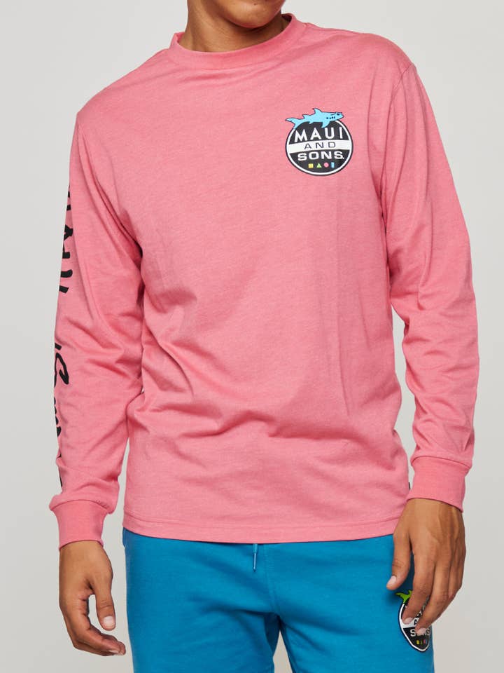 Shark Invasion Long Sleeve in Deep Coral for wholesale on Faire