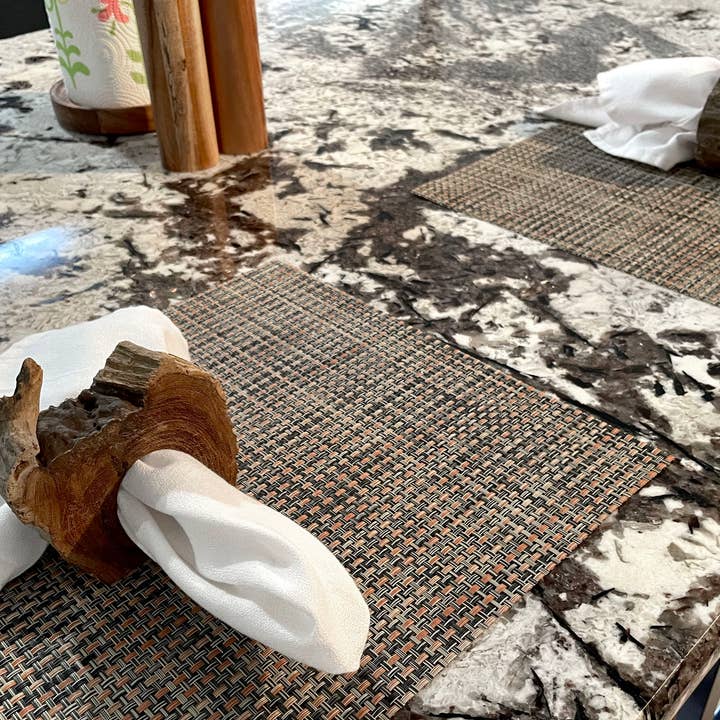 Zeckos - Wholesale Napkin ring - Set of 8 Handcrafted Natural Acacia Wood Slice Napkin Rings8