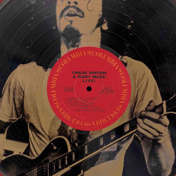 Gold Record Outlet - Wholesale Wall Accent - Carlos Santana Framed Black Vinyl Etched LP Shadowbox1