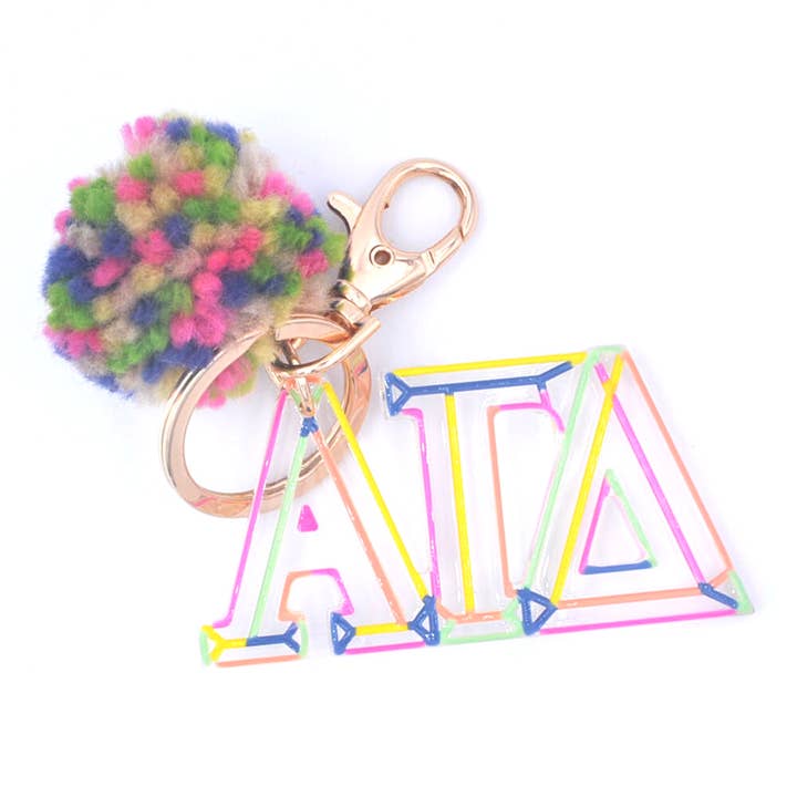 Aspen Lane - Wholesale Keychain - Women's - Sorority Colorblock Pom Keychain | 19 sororities licensed