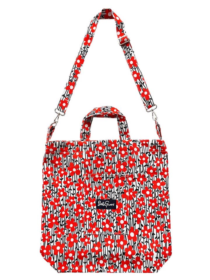 IVY tote Black/Red Nostalgia Flower for wholesale by Lesley Evers