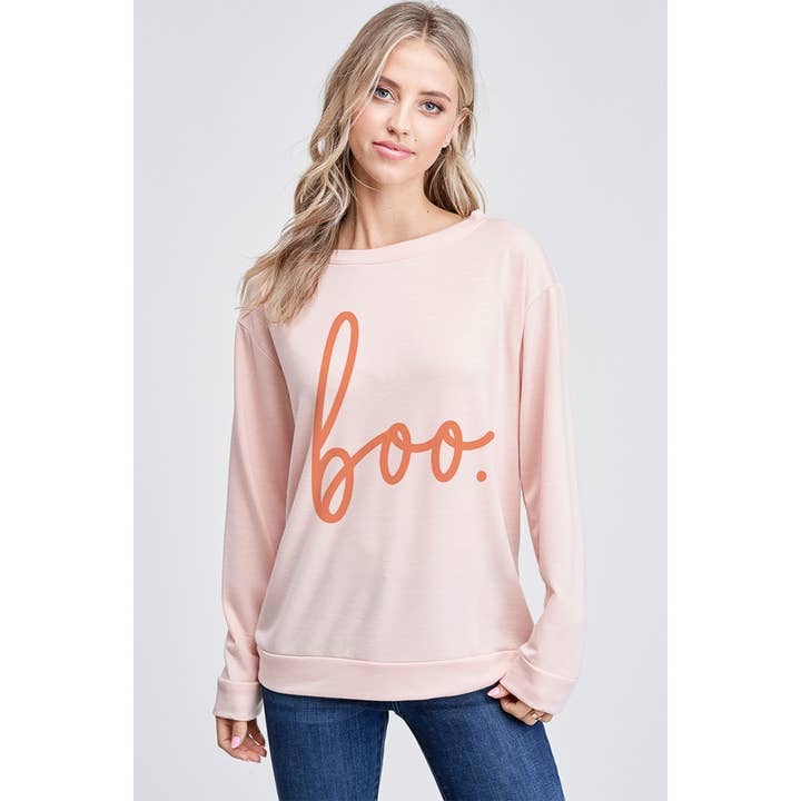Boo print french terry sweatshirt for wholesale by Phil Love