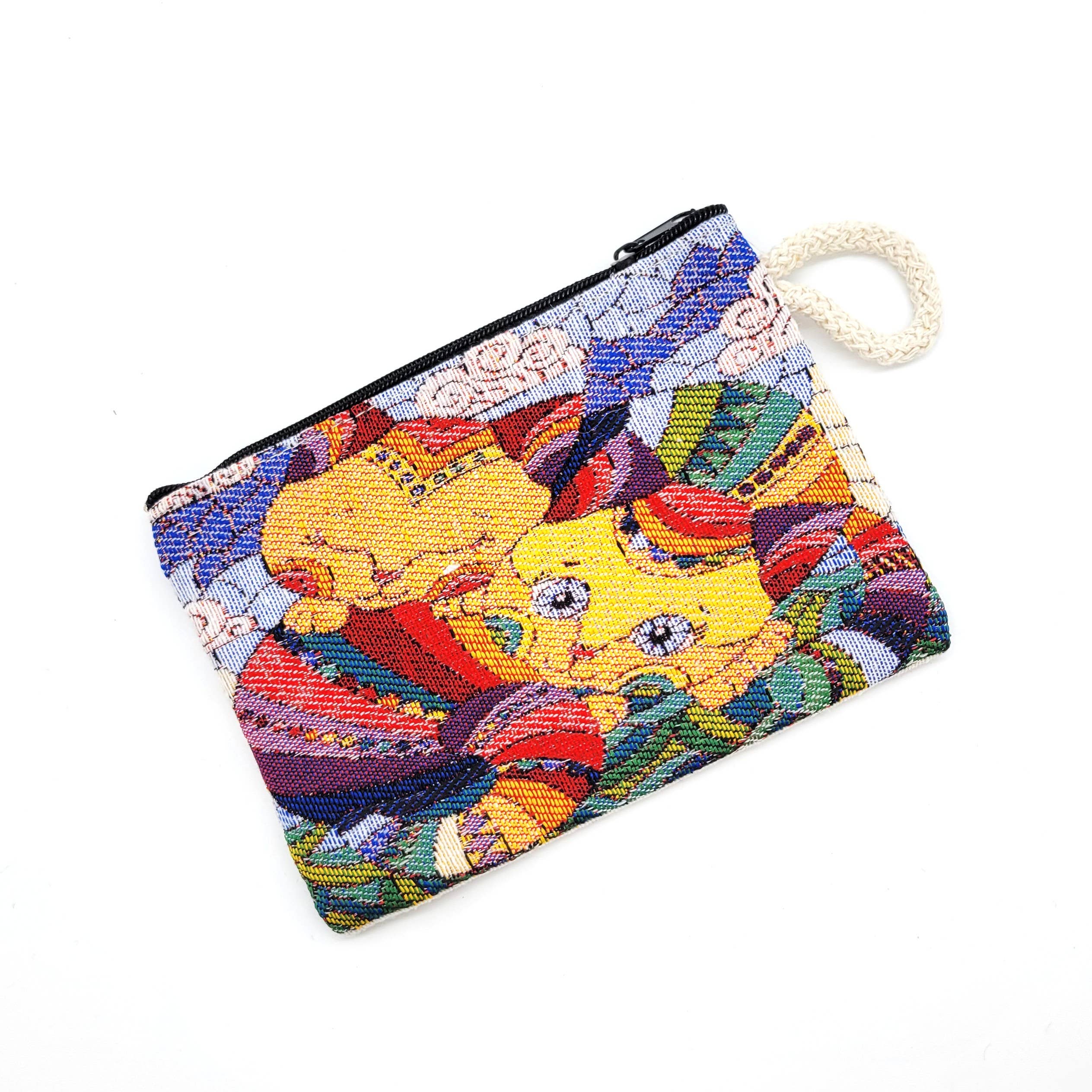 Eclectic Woodchuck – Engroshandel Møntpung - Dame – Lynlås lukket pose vævet bomuldsgobelinstof - kattemønstre2