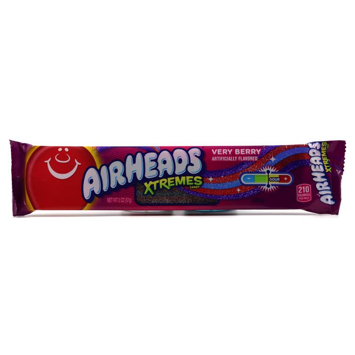 Grandpa Joe's Candy Shop – wholesale Gummy – Airheads Xtremes Very Berry Candy Belts 2oz, 18ct2