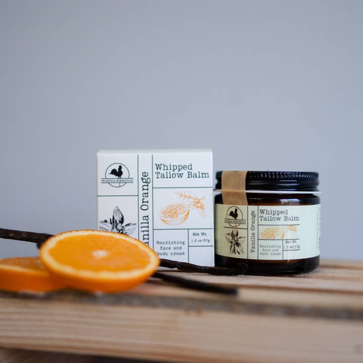Hearth and Homestead - Wholesale Body Balm/Butter - Whipped Tallow Balm: Vanilla-Orange