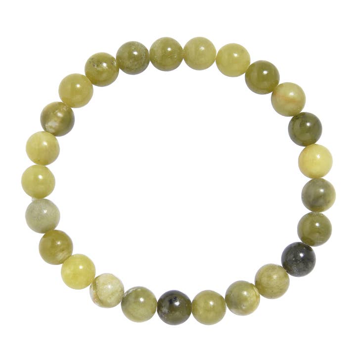 Ole - Vendita all'ingrosso Bracciale con perline - Bracciale da uomo elasticizzato in pietra di giada oliva B3
