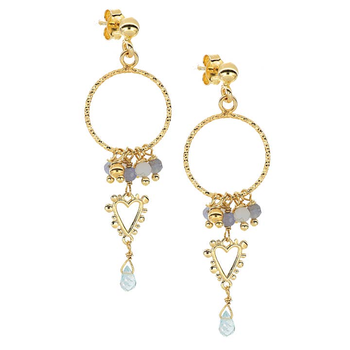 Orecchini pendenti con Tanzaniti e Calcedoni| Poesia per la vendita all'ingrosso da parte di ISHWARA JEWELS