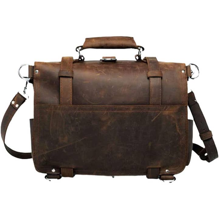 Tuzech Leather - Wholesale Messenger Bag - Men's - Men's Retro Full Grain Leather Briefcase Shoulder Bag4