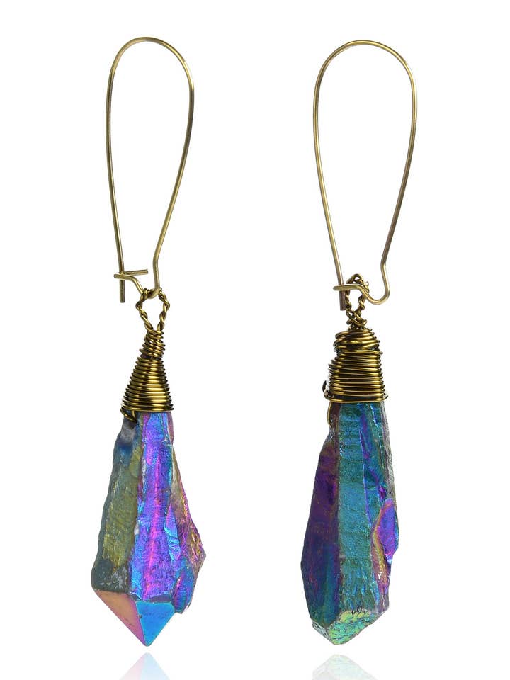 Orecchini Druzy Agata Cristallo per la vendita all'ingrosso da parte di Eye Candy Los Angeles