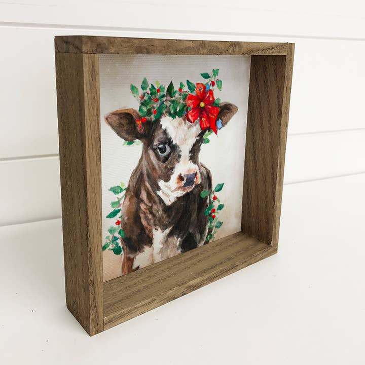 Hangout Home - Vente Pancarte - Guirlande florale de ferme pour bébé vache noire et blanche