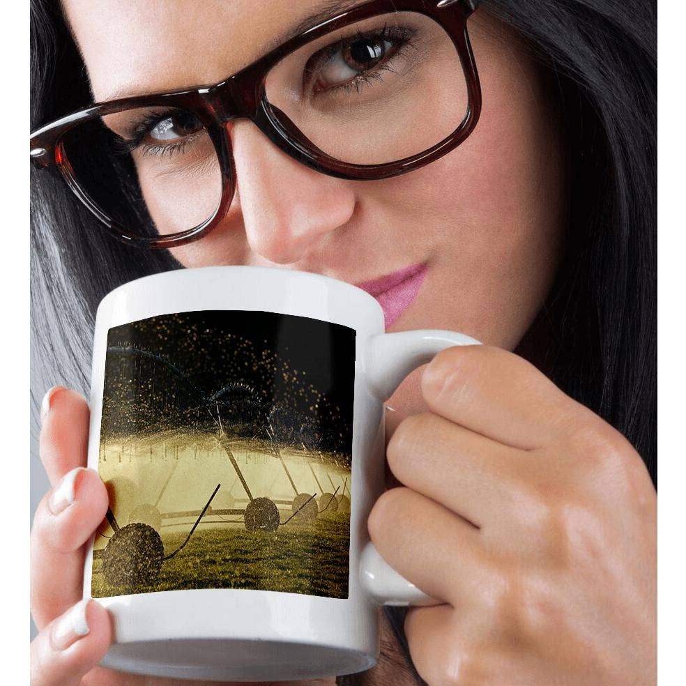 3dRose - Wholesale Coffee Mug - 3dRose, Irrigation equipment spraying water. Backlit., Mug9