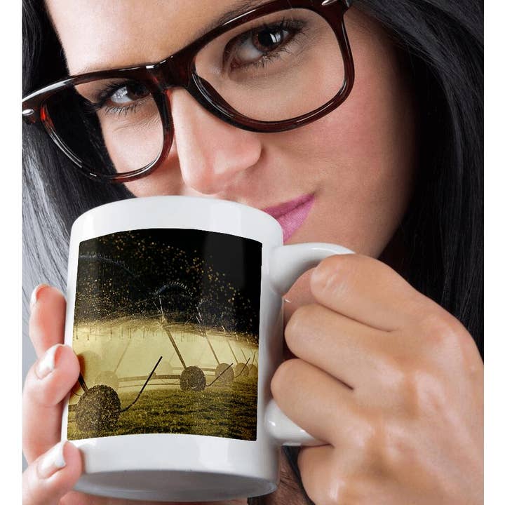 3dRose - Wholesale Coffee Mug - 3dRose, Irrigation equipment spraying water. Backlit., Mug9