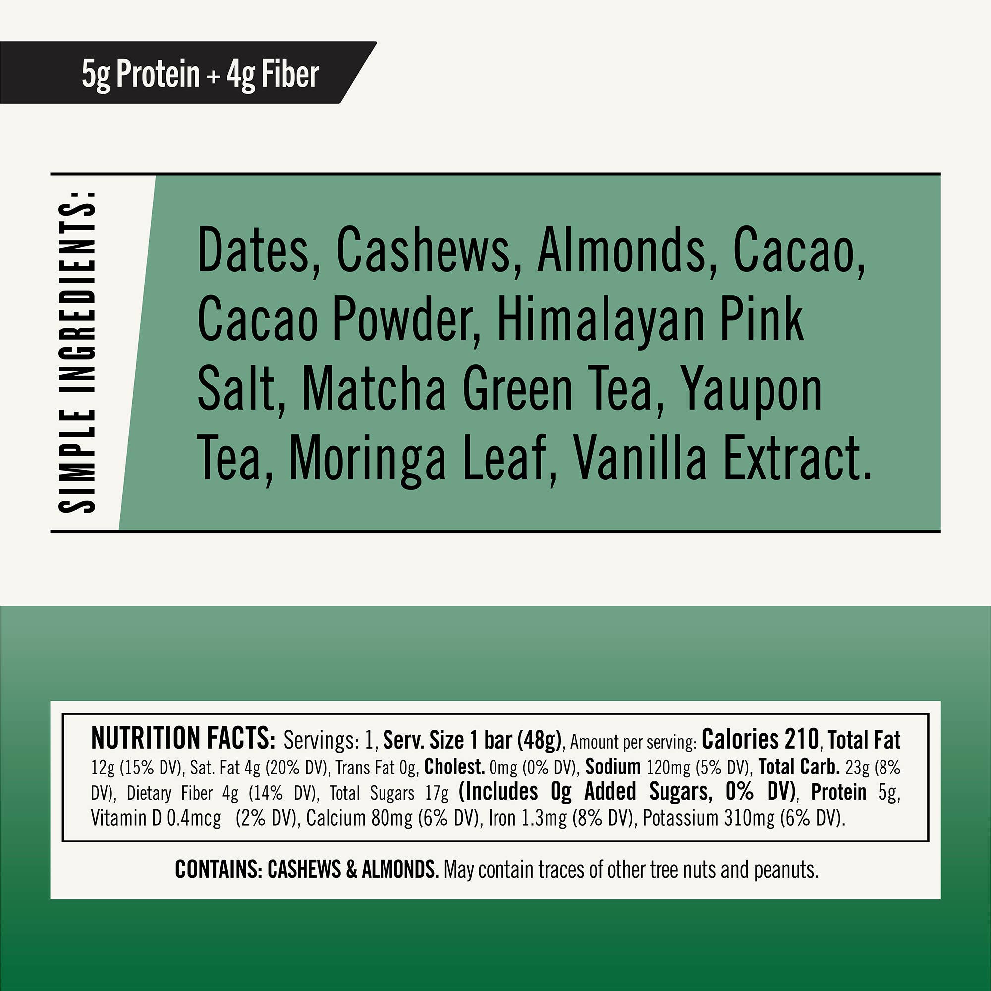 Thunderbird Real Food Bars - Wholesale Snack Bar - NEW! Yaupon Matcha Moringa - Box of 12 Bars4