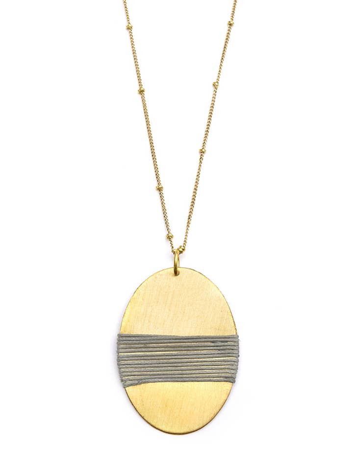Kaia Disc Drop Necklace - Gray for wholesale by Matr Boomie Fair Trade