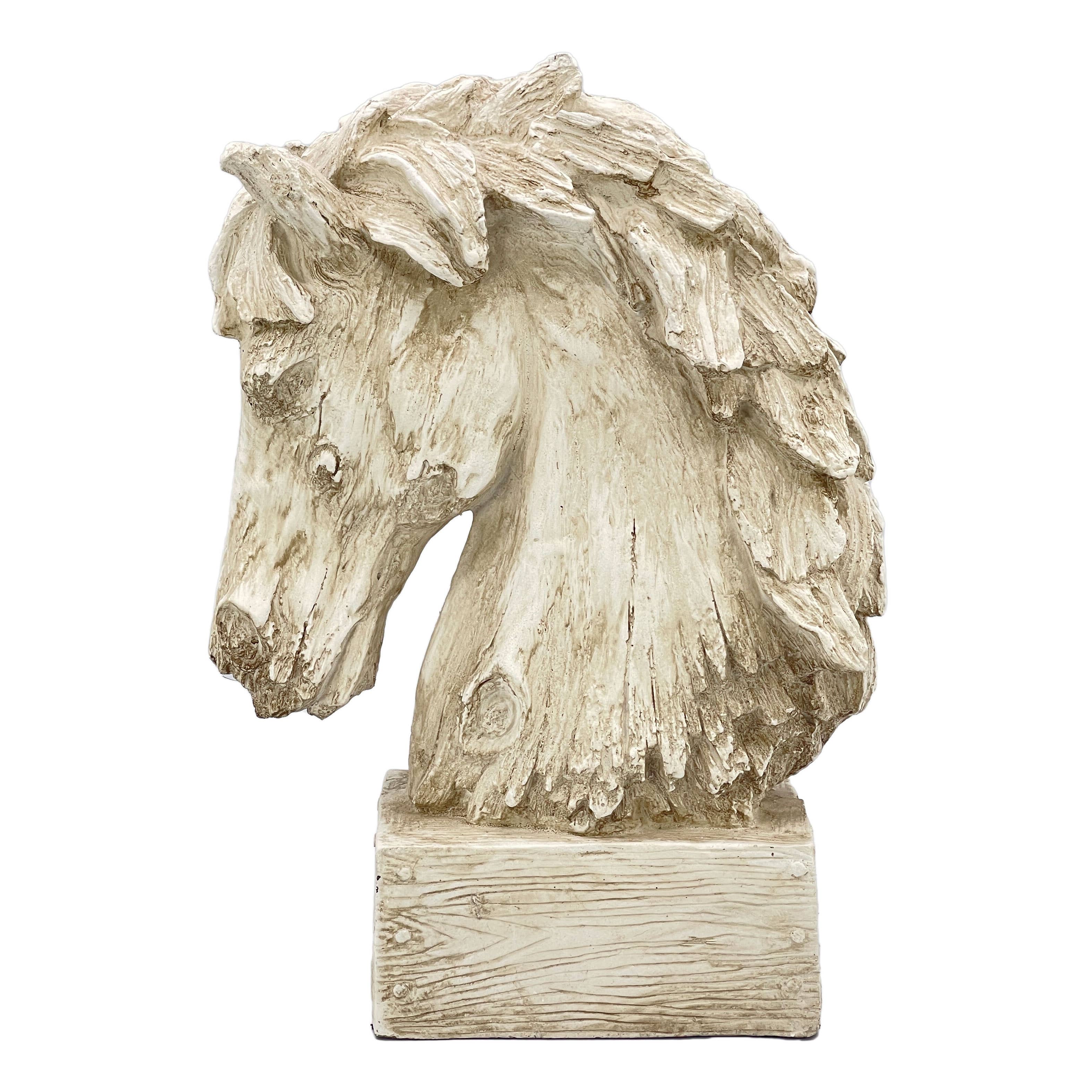 Galt International Company - Vente Figurine décorative - Statue sculptée tête de cheval effet bois, 46 cm6