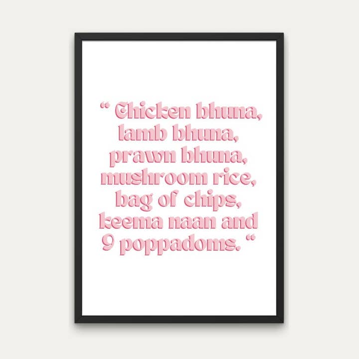 Tirage de la commande indienne de Smithy'S, extrait de l'émission télévisée Gavin & Stacey pour la vente par Littlepapertrailco