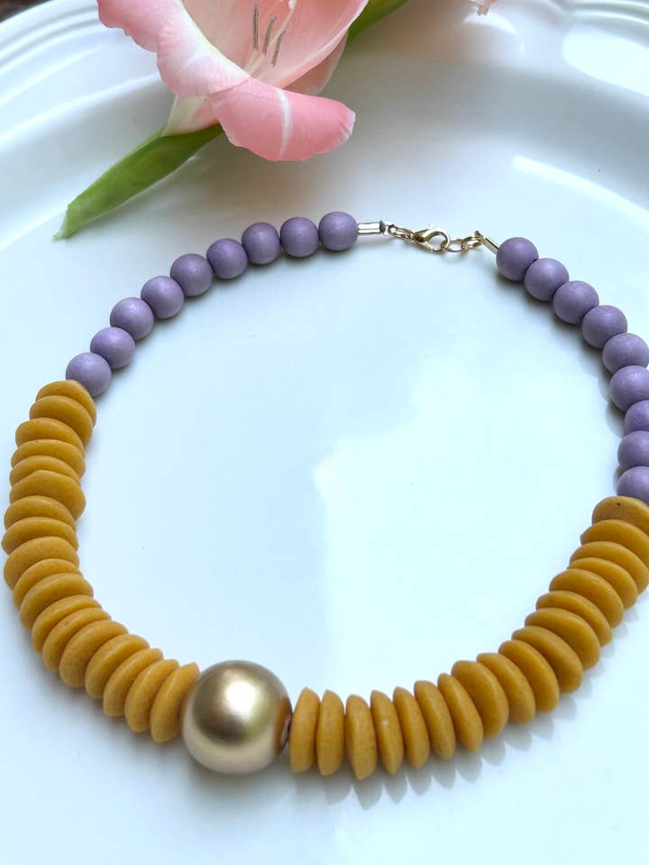 Purple and orange collar necklace Clemson U, Auburn U for wholesale by April Mae Designs