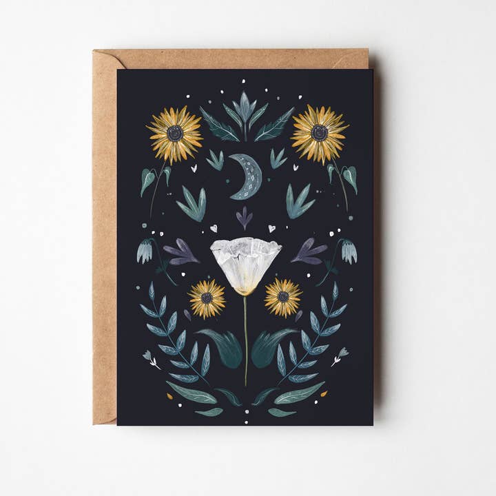 Floral Pattern Winter Greeting Card for wholesale by Helen Drake Illustration