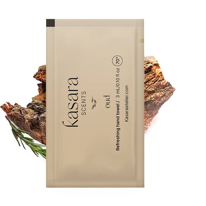 Oud, perfumed wipes 60pcs for wholesale by Kasara Atelier