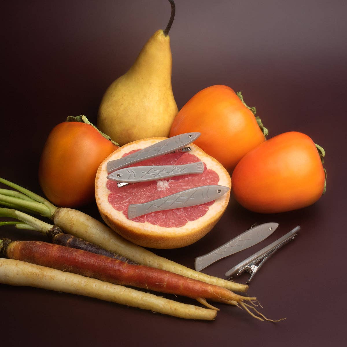 WINONA IRENE - Wholesale Hair Accessories Set - Women's - Sardine Fish Hair Clip Set in Silver Acetate with Rhinestone12