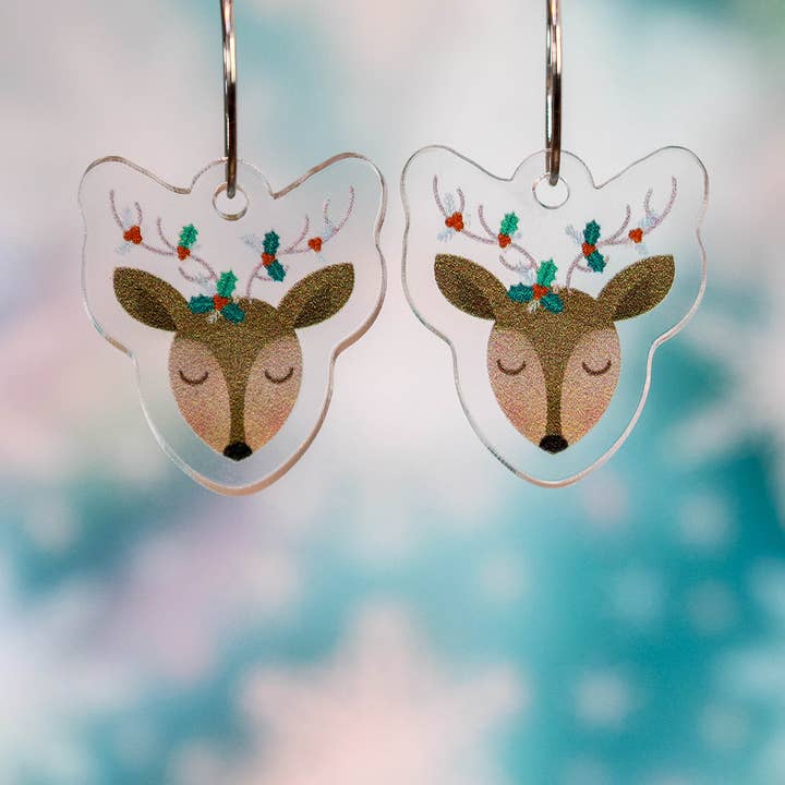 Reindeer Antler Cute Christmas Holiday Earrings for wholesale by Paper Pattern Silk