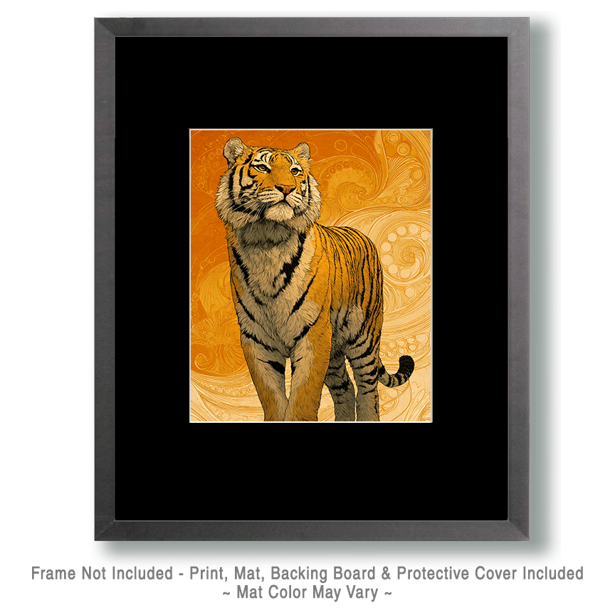 Mowbi - Wholesale Art Print - Stylized Tiger - Zoo Animals - Biophilic Wildlife Art Print - 8"x10" Artwork for 11"x14" Frame1