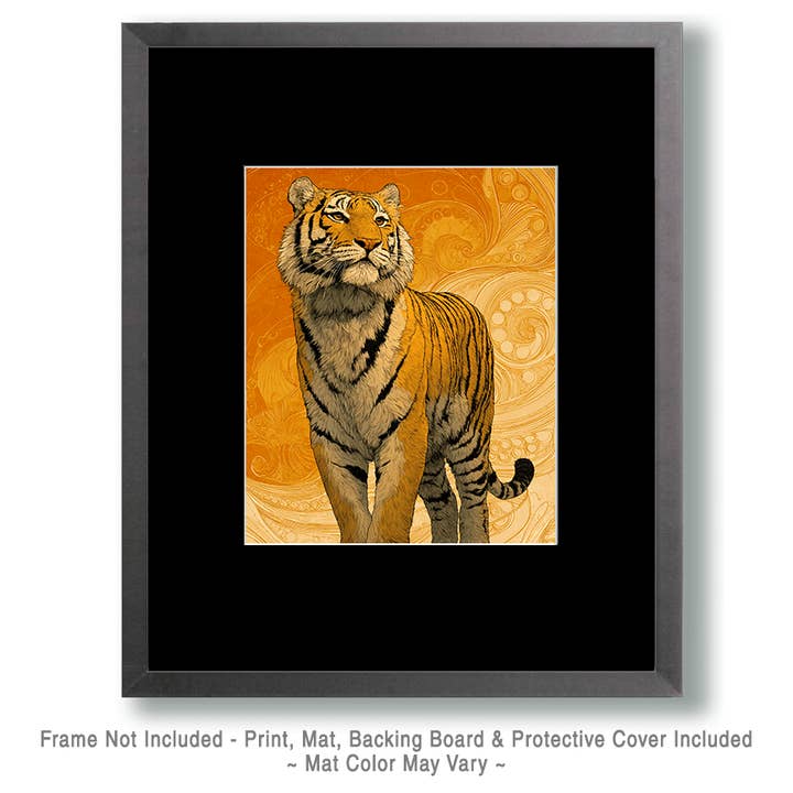 Mowbi - Wholesale Art Print - Stylized Tiger - Zoo Animals - Biophilic Wildlife Art Print - 8"x10" Artwork for 11"x14" Frame1