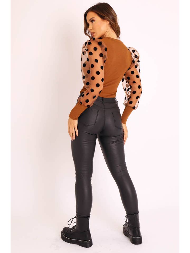 Negro Vaqueros pitillo negros con revestimiento de PU - Rachell de venta al por mayor en Faire2