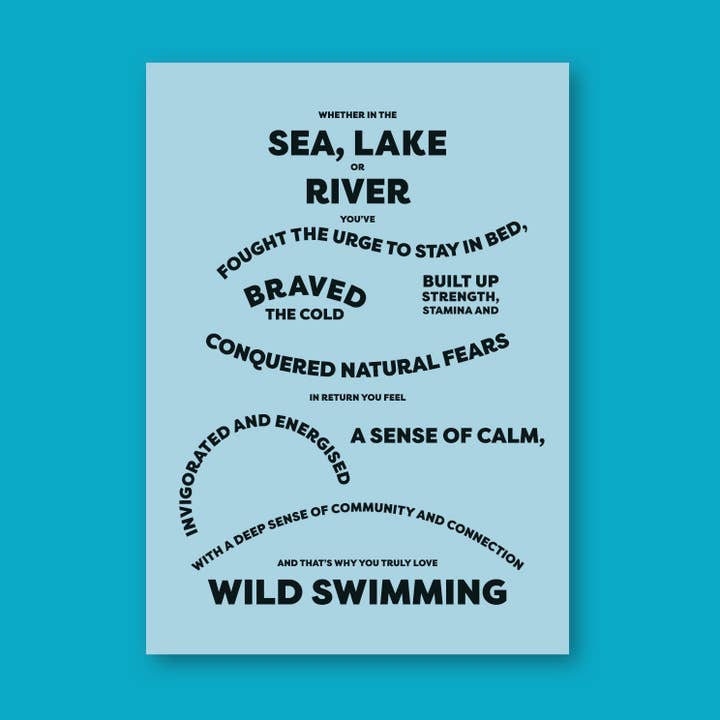 Wild Swimming Card for wholesale by mrs L cards